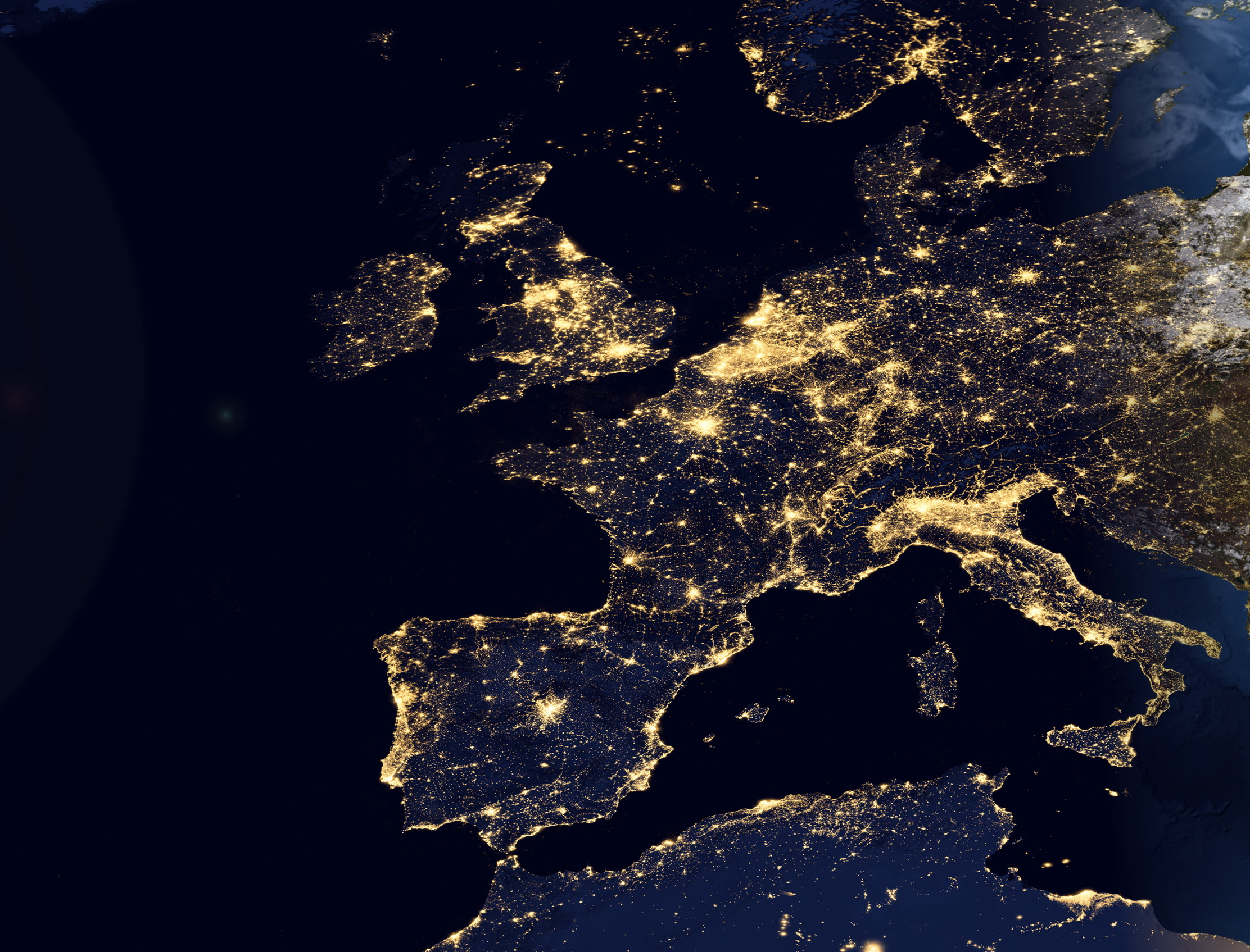 Vue spatiale centrée sur l'Europe