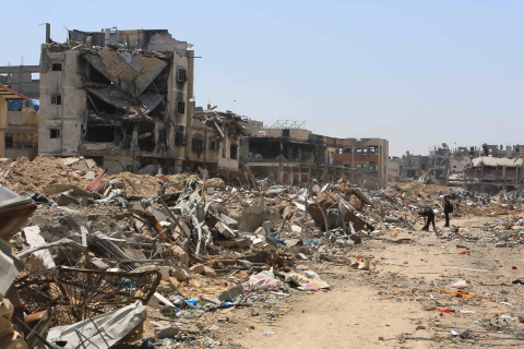 Les destructions massives causées par les bombardements israéliens à Khan Younis, dans le sud de la bande de Gaza.