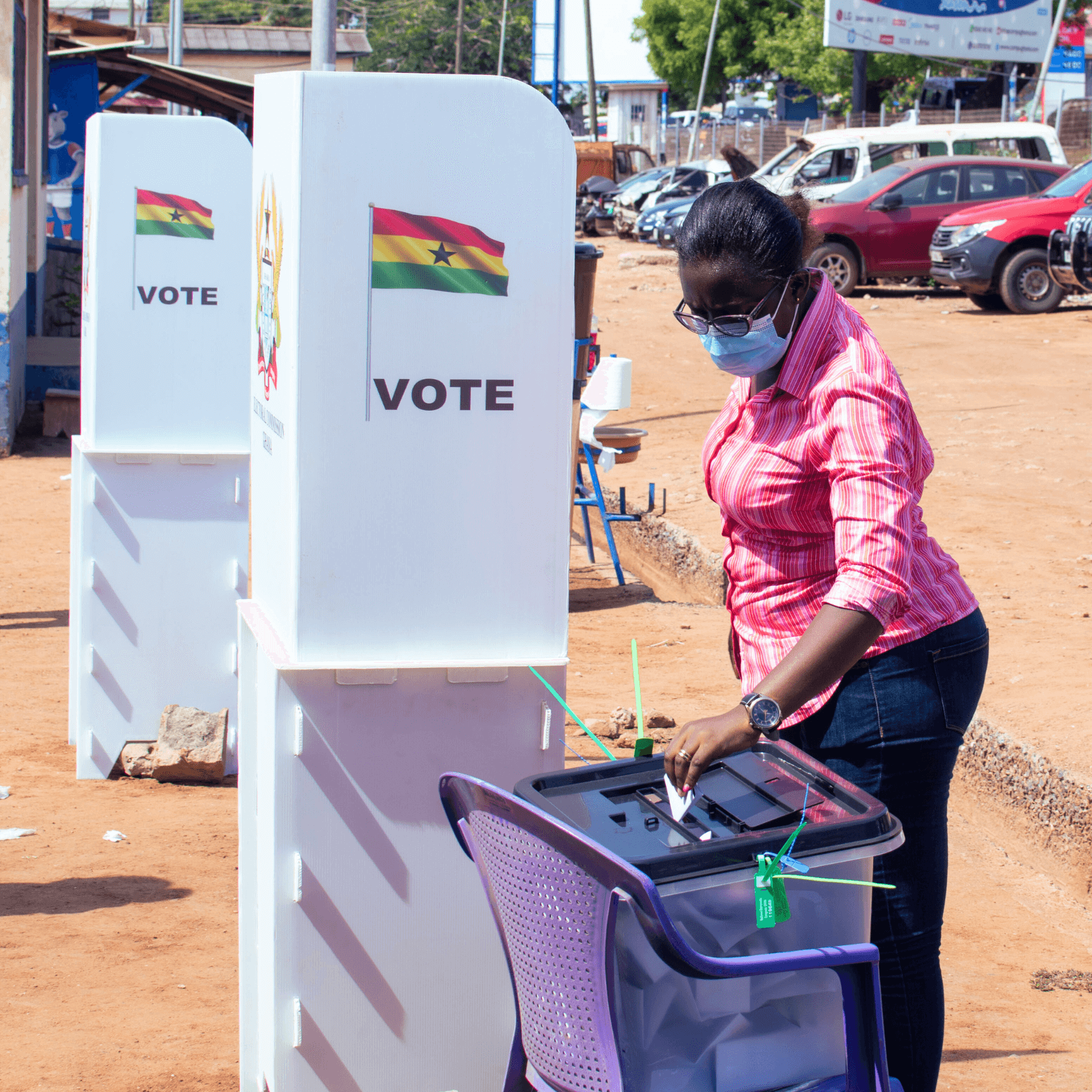 ACCRA, GHANA – December 1, 2020: Voting during Ghana’s 2020 election. 