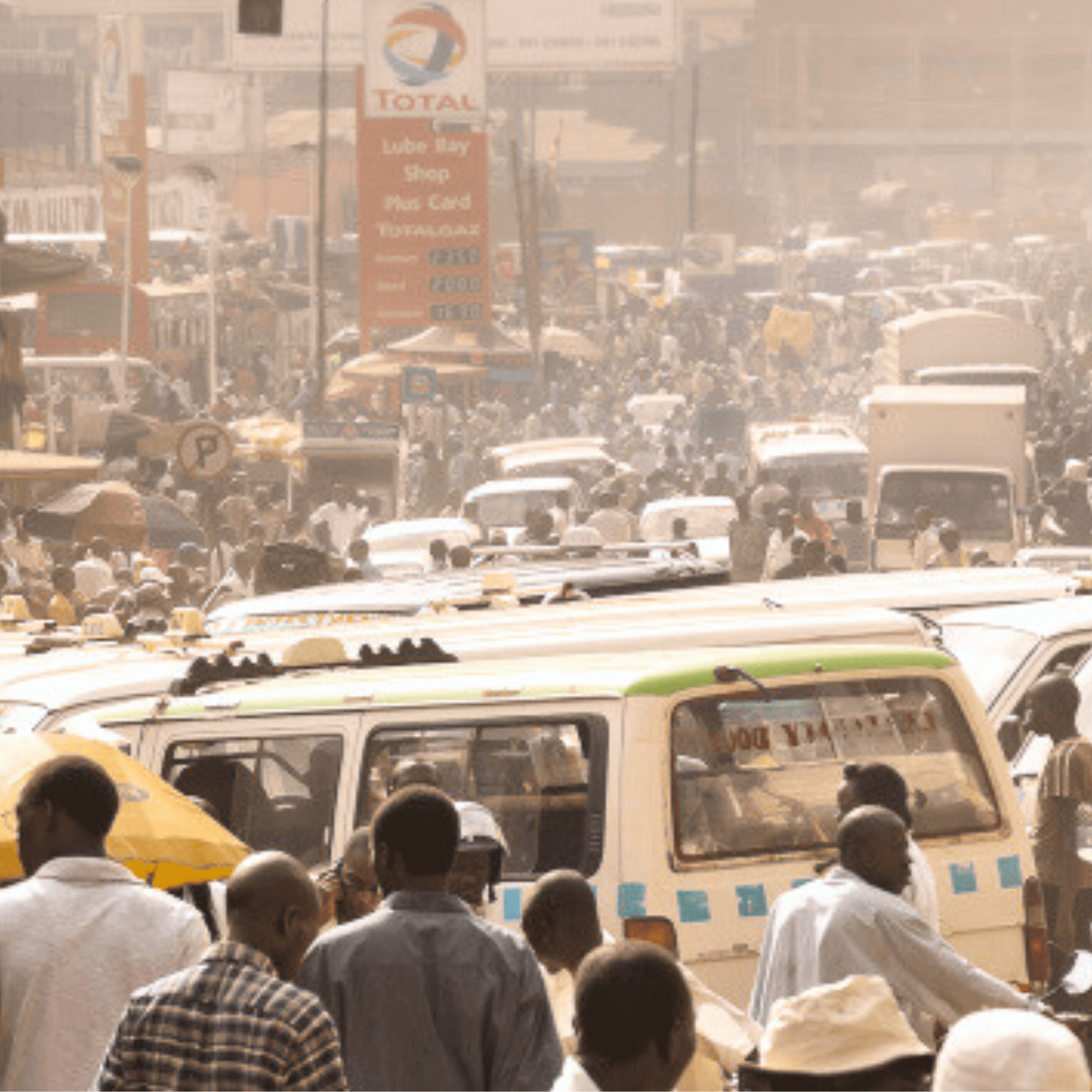 Crowd of people on the street in Africa