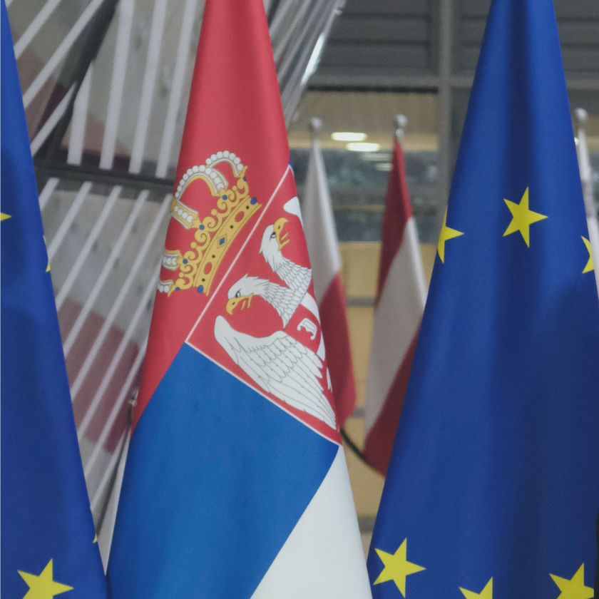 Serbia and EU Flags