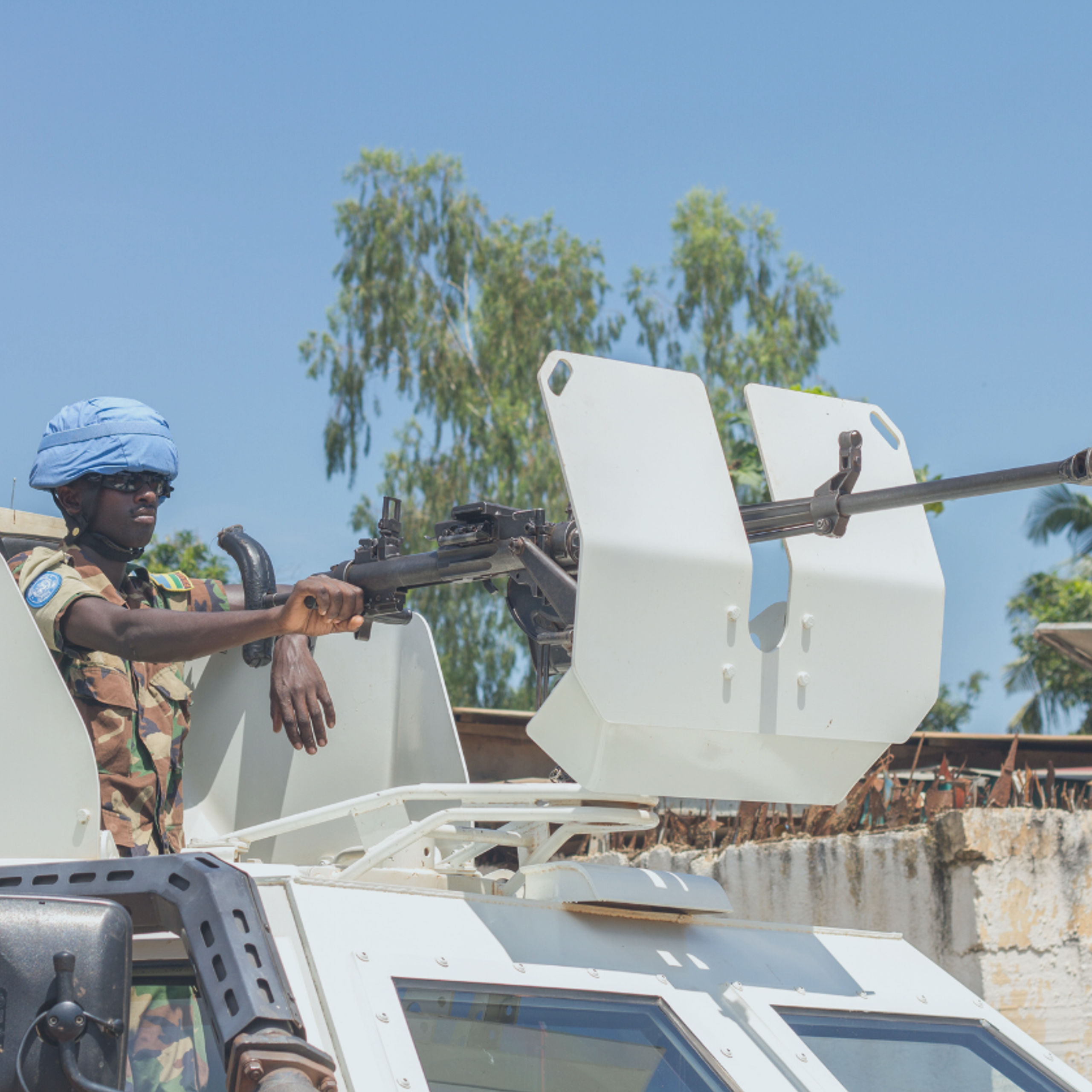 Central African Republic, peacekeeping soldiers conduct a patrol on August 21, 2014 in Bangui, Central African Republic