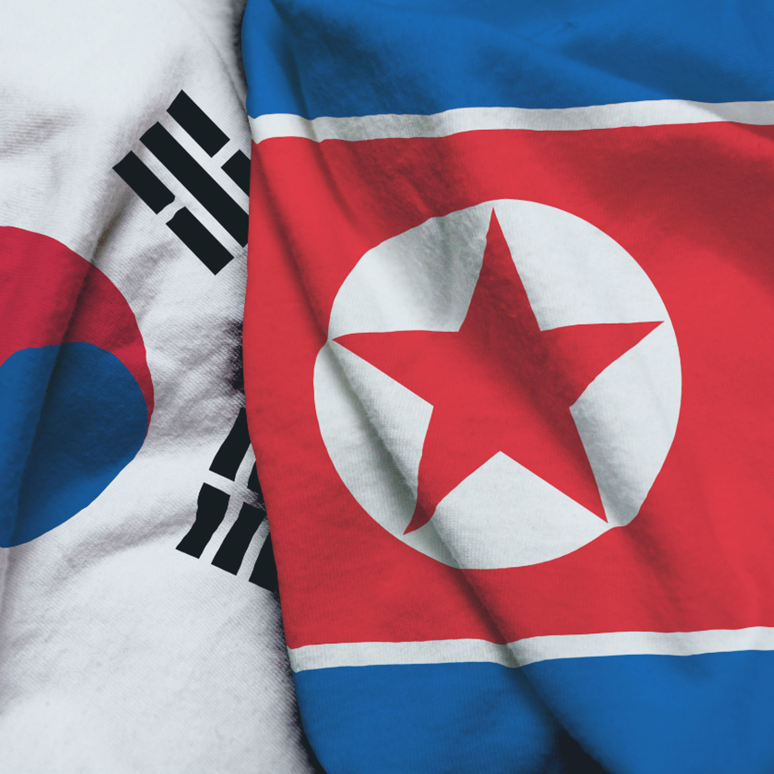 Flags of North Korea and South Korea