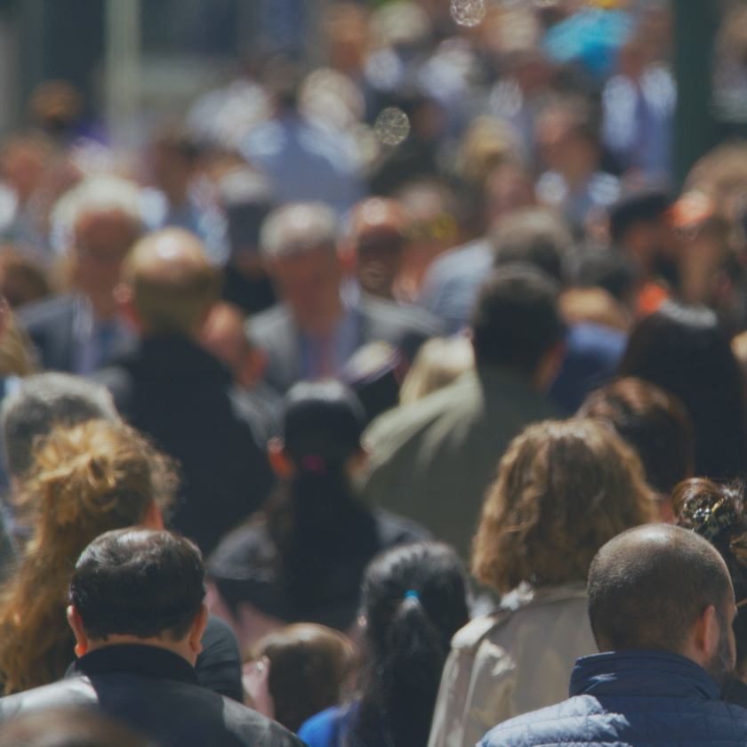 Crowd of people walking on the street