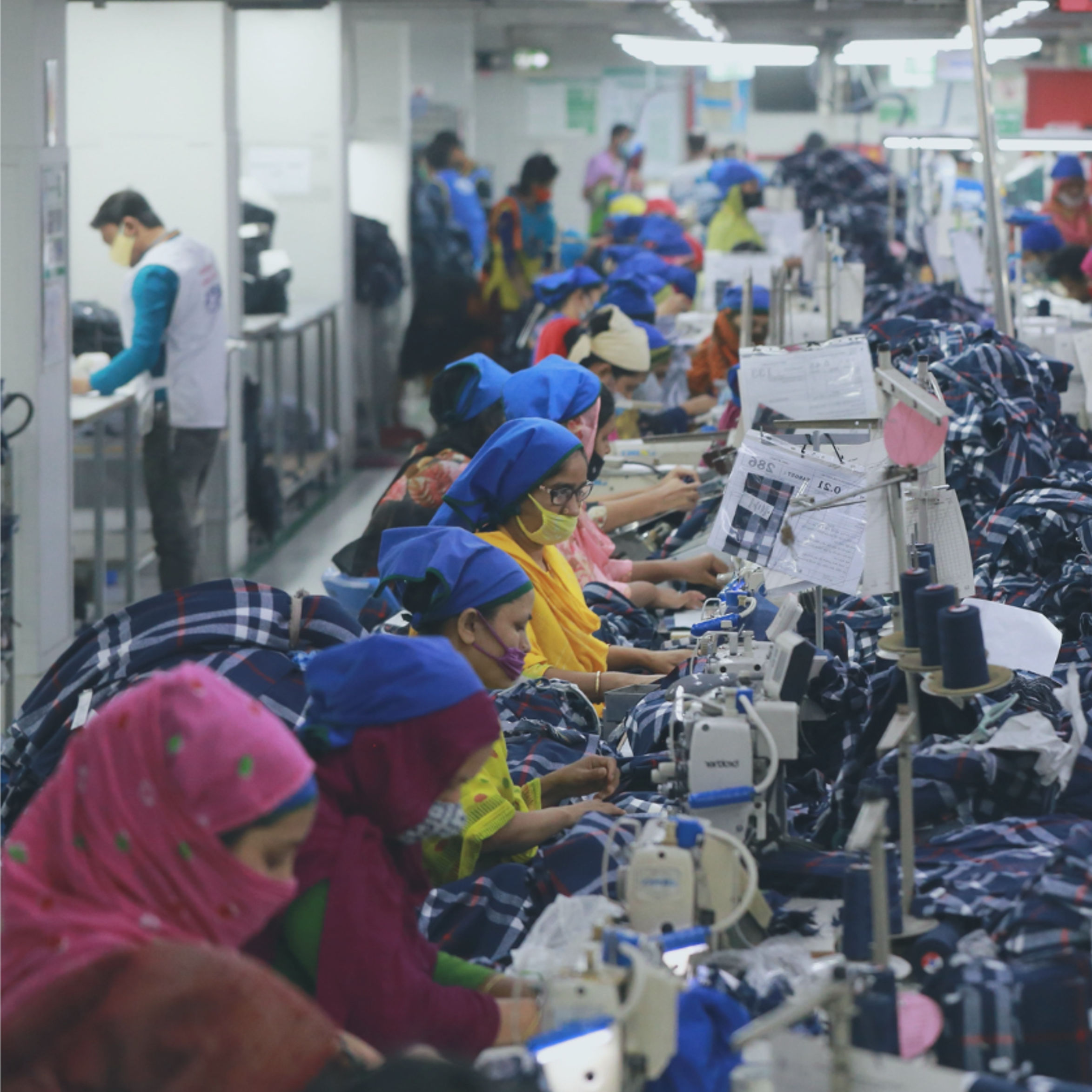 Women working at a garment factory in Dhaka, Bangladesh