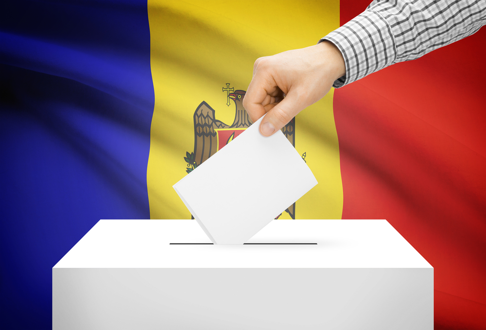 Ballot box with Moldova flag