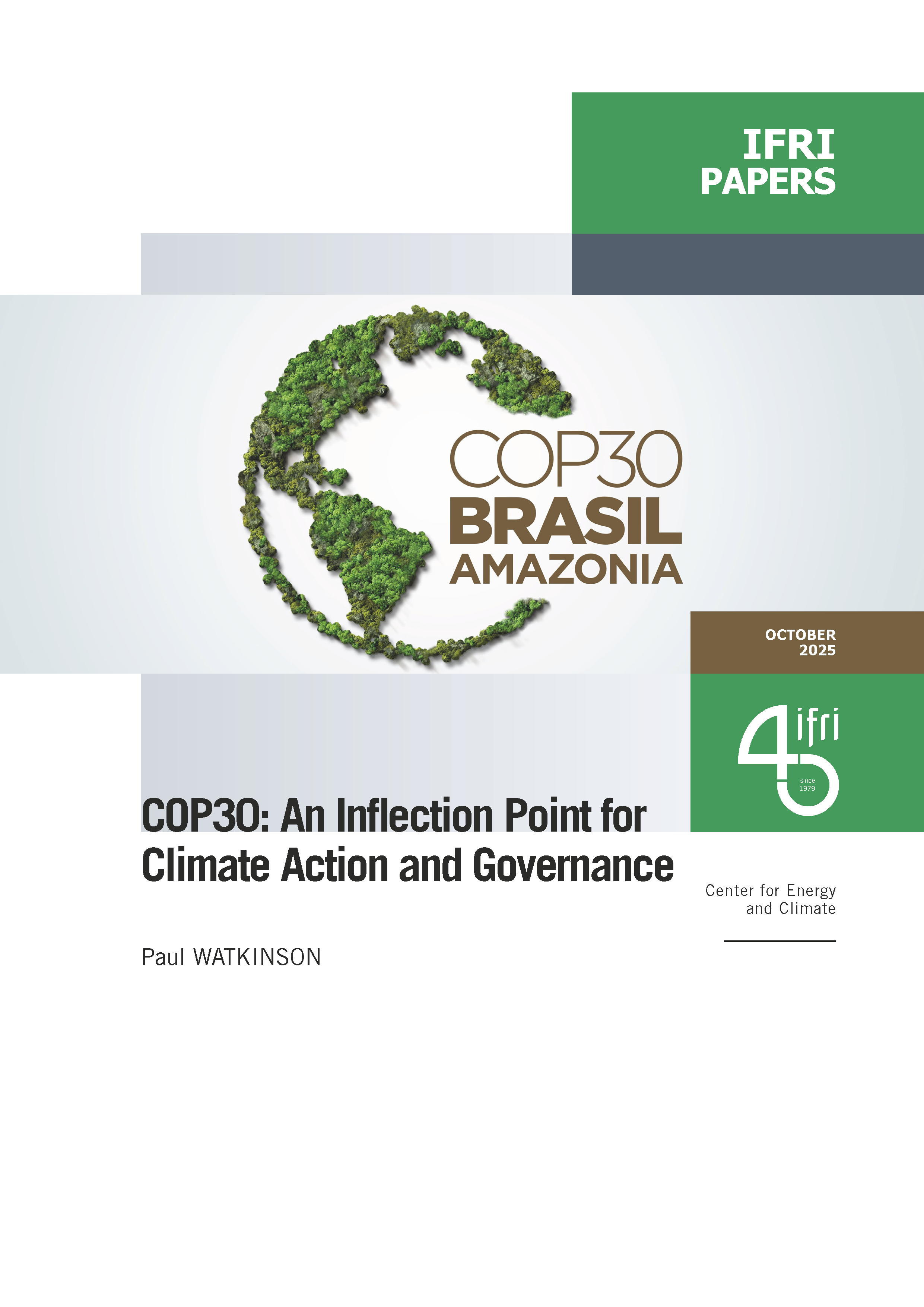 Cover of Ifri's paper on COP30