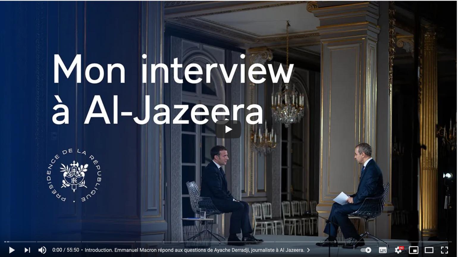 "On m'a prêté des mots sur l'islam. On a accusé la France à tort". interview d'Emmanuel Macron à Al-Jazeera, 31 octobre 2020