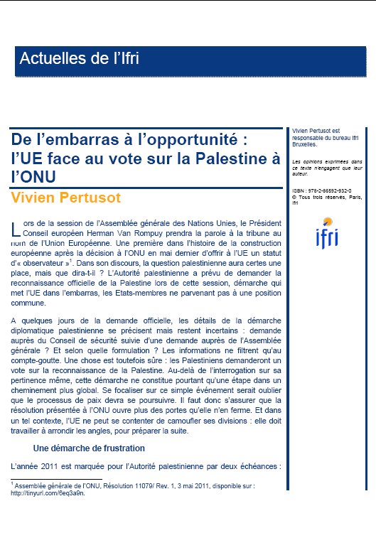 De l'embarras à l'opportunité : l'UE face au vote sur la Palestine à l'ONU