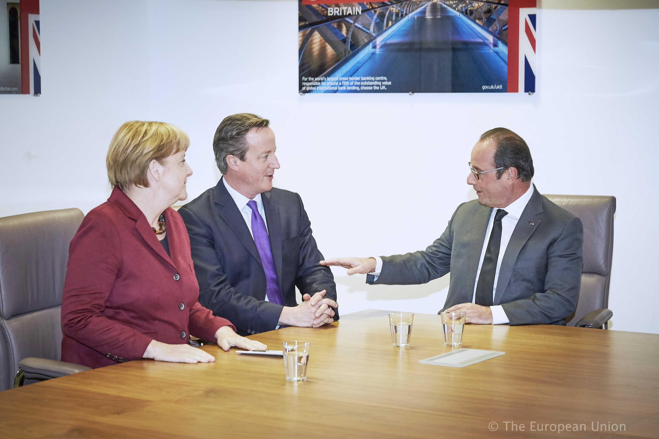 Angela Merkel, David Cameron, François Hollande.