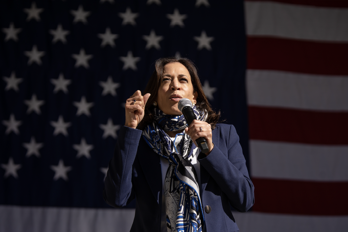 Kamala Harris, lors d'un meeting politique à Reno (États-Unis) en 2020. 