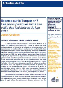 Les partis politiques turcs à la veille des législatives de juin 2011