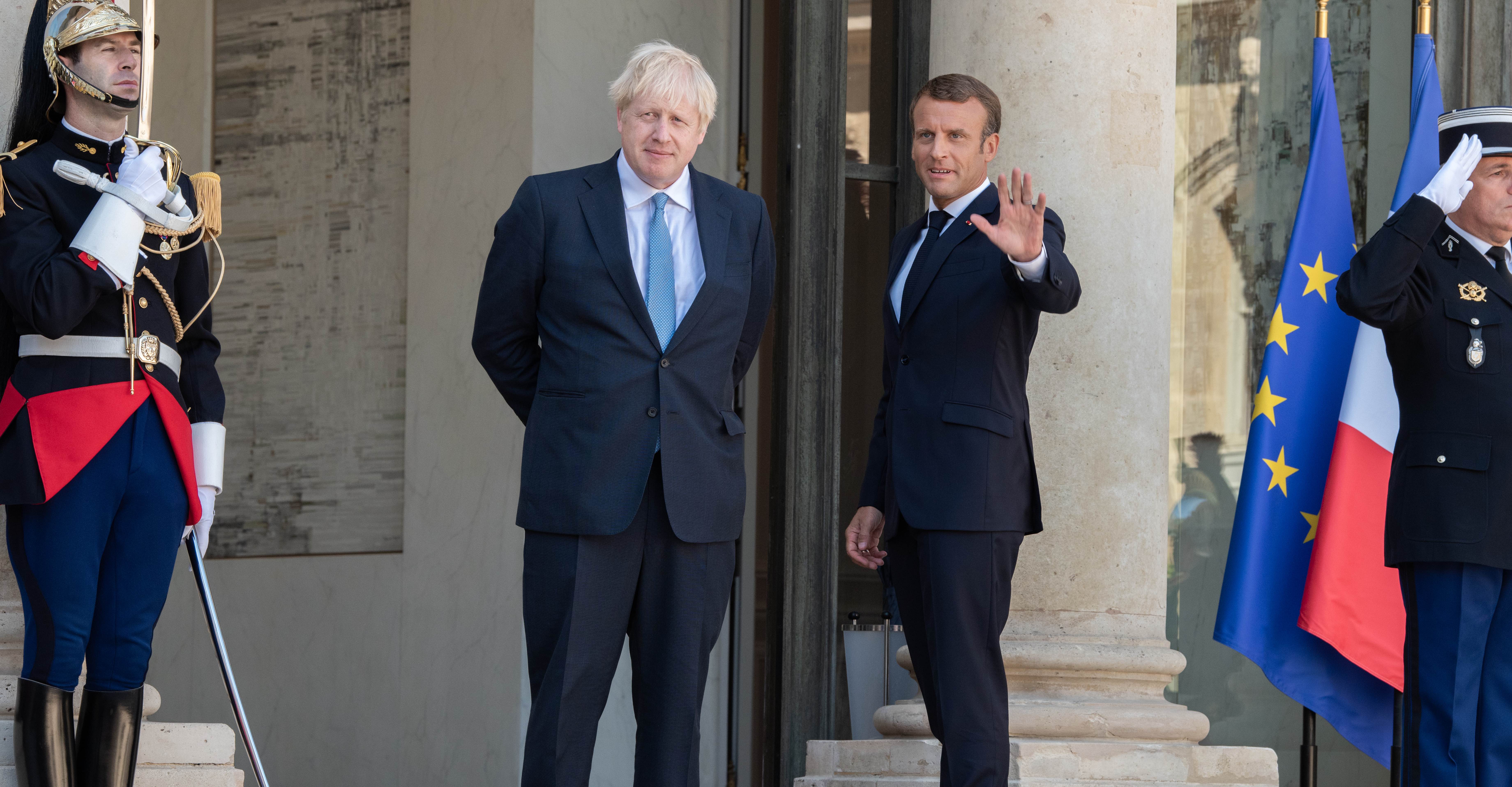 Paris, August 22, 2019 - President Macron welcoming PM Johnson