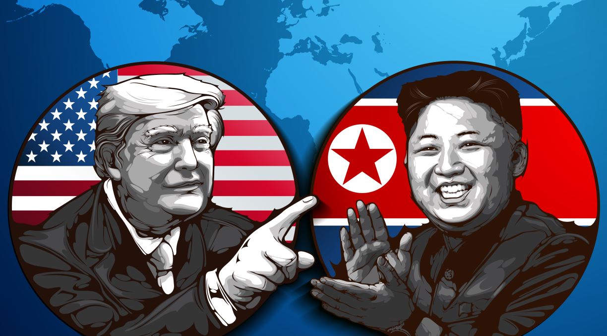 Portrait of U.S. President Donald Trump and North Korean Leader Kim Jong-un