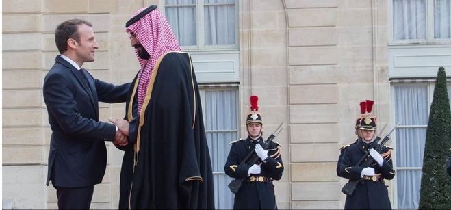 Le prince héritier saoudien Mohammed bin Salman et le président Emmanuel Macron, Paris