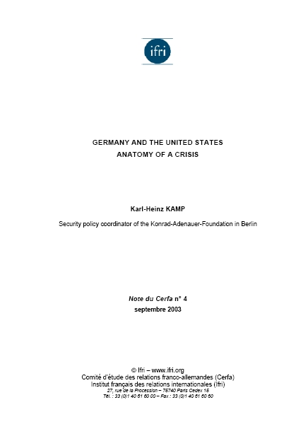 Allemagne et les Etats-Unis: anatomie d'une crise