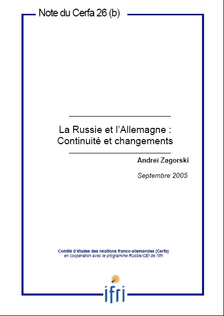 La Russie et l'Allemagne : continuité et changements