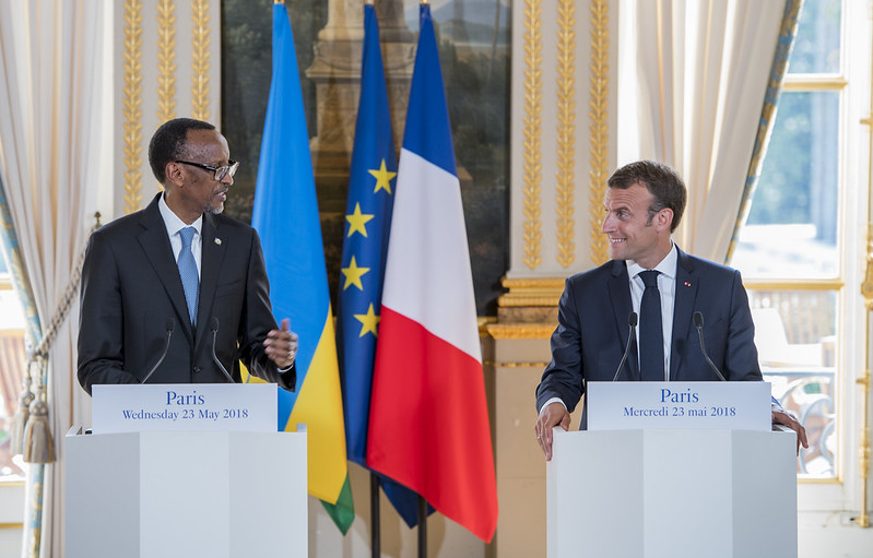 Presidents Paul Kagame and Emmanuel Macron