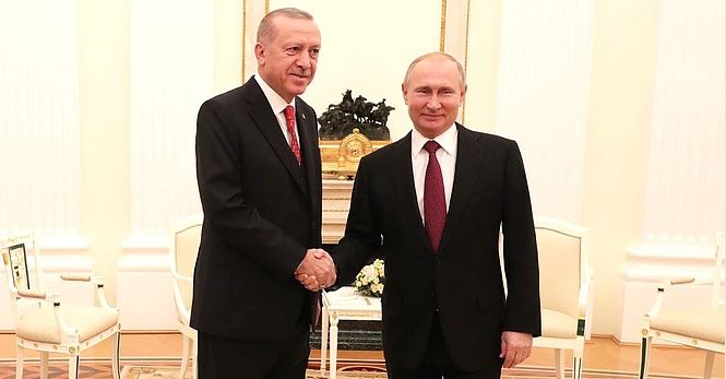 Turkey’s President Recep Tayyip Erdogan and Russian President Vladimir Putin, Moscow, January 23, 2019