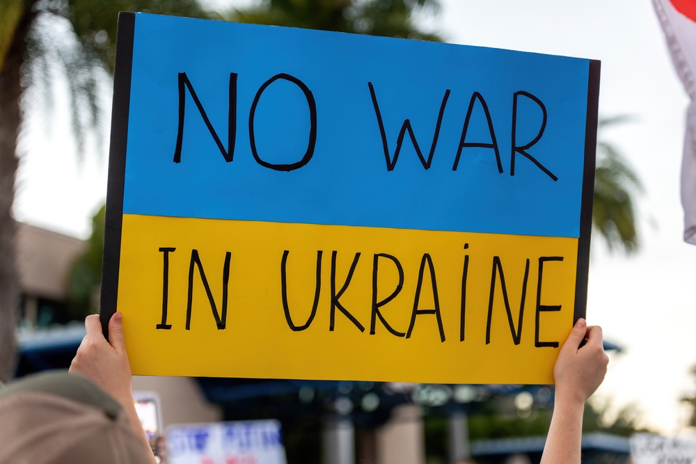 Manifestation contre l'invasion russe de l'Ukraine