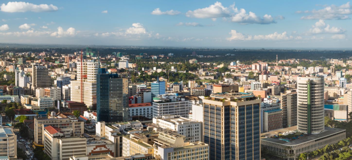 Vue sur le quartier central des affaires de Nairobi, Kenya