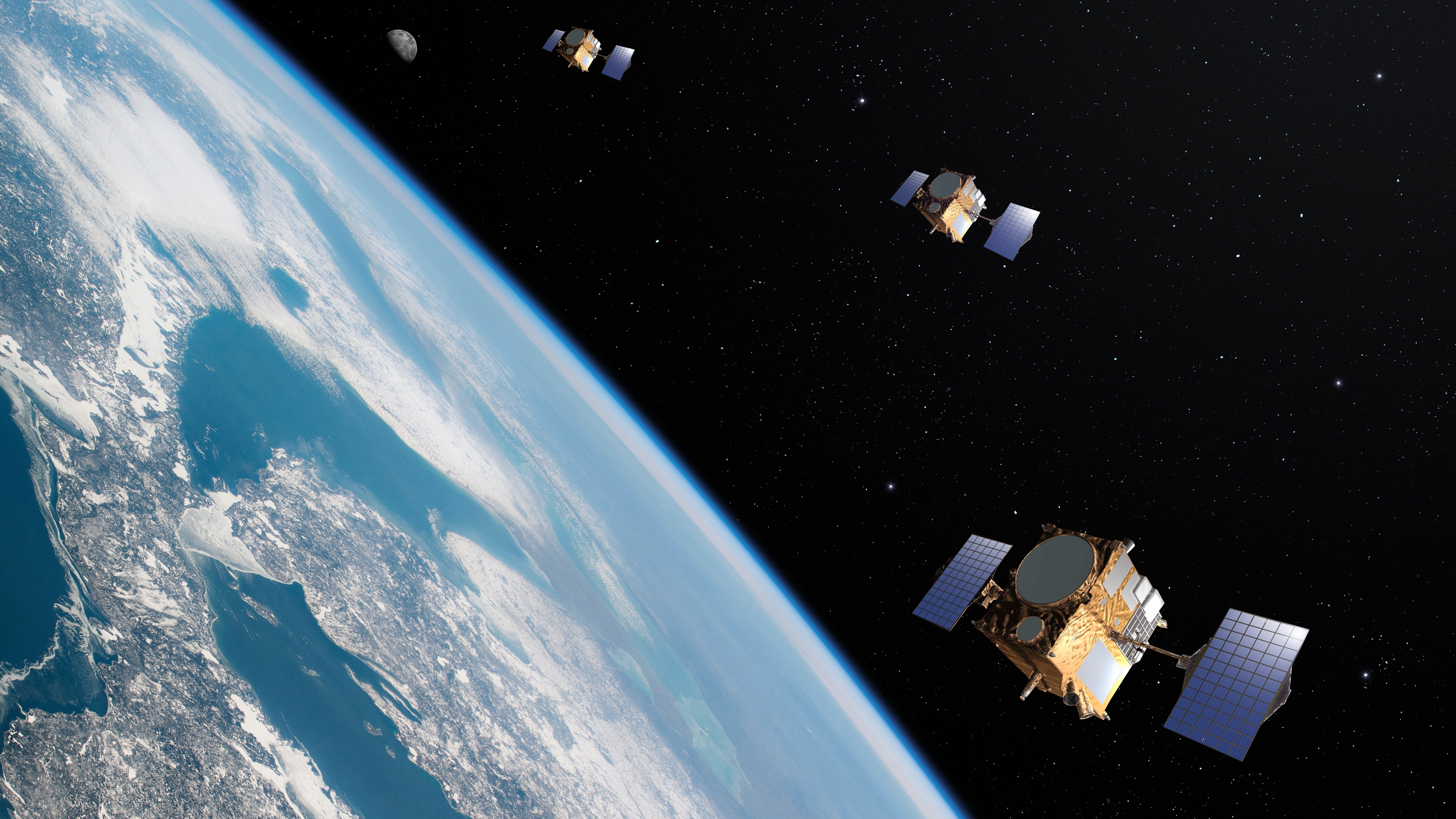 Communication par satellite en orbite autour de la Terre