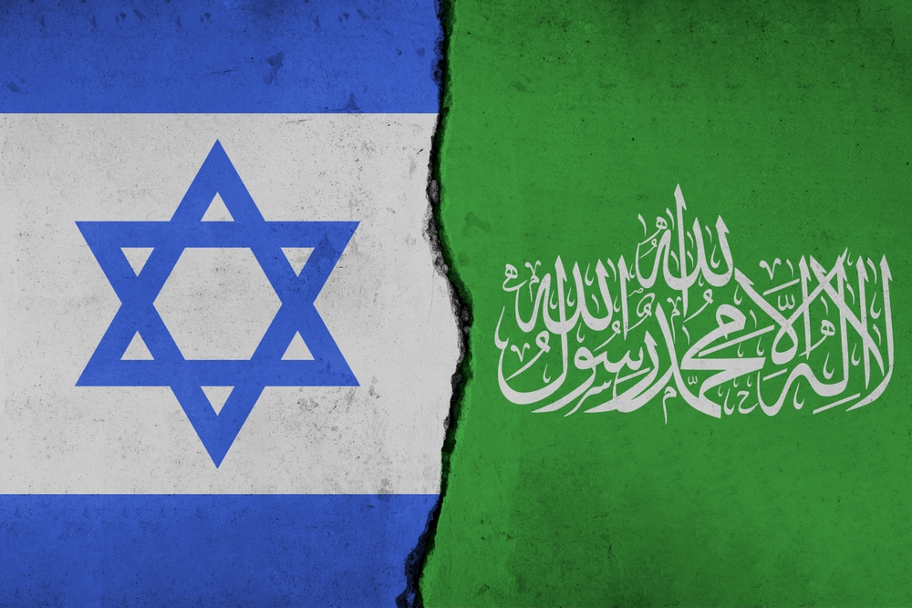 Drapeaux d'Israël et du Hamas