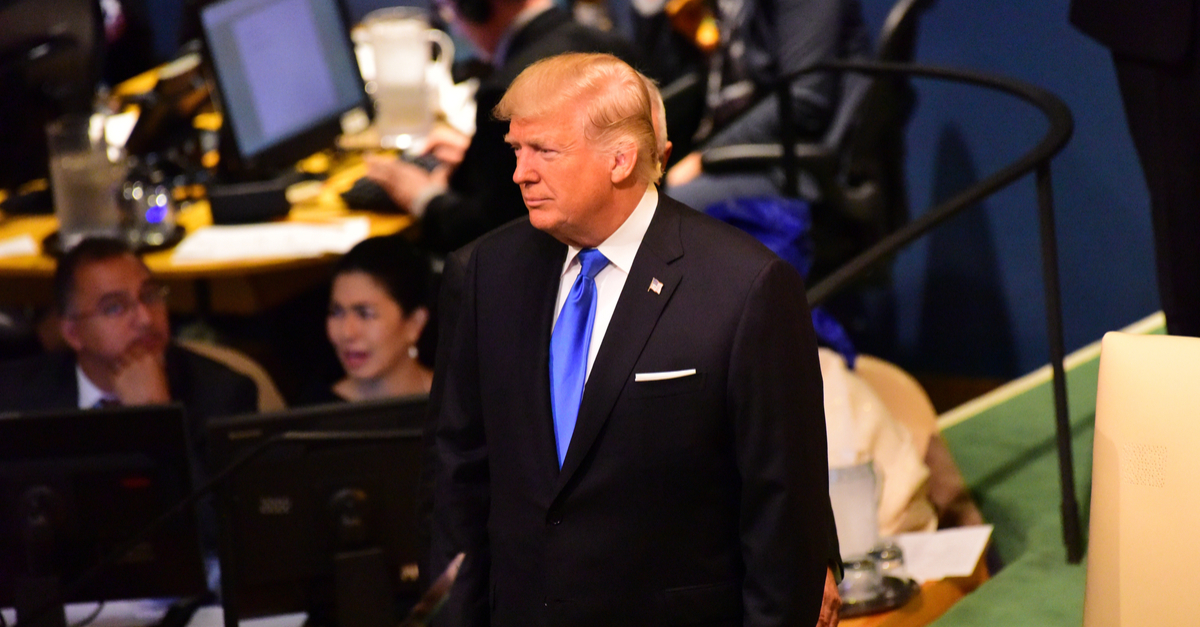 NEW YORK CITY - SEPTEMBER 19 2017: US President Trump at General Assembly Hall