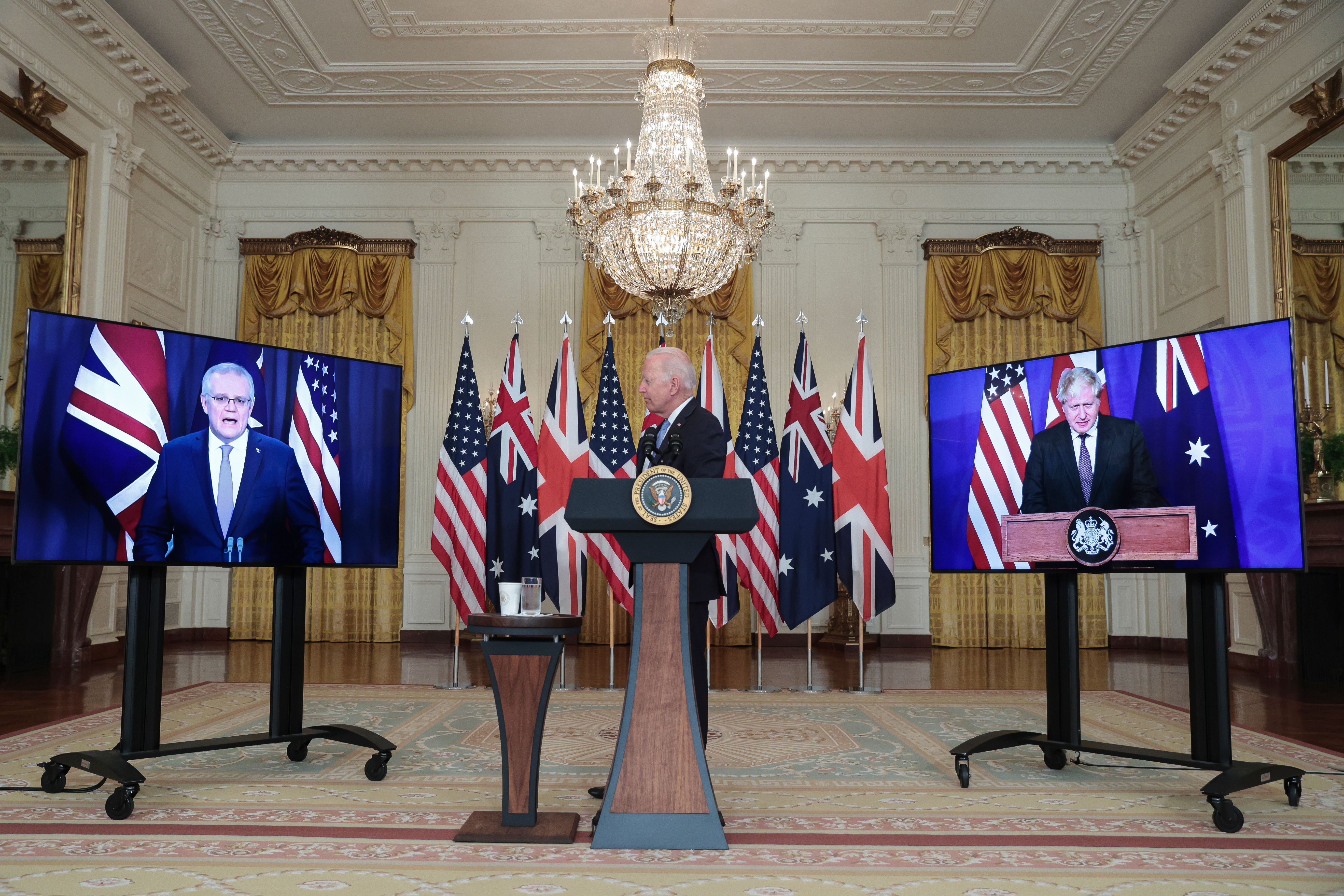 Discours du Président Joe Biden aux côtés des Premiers ministres Scott Morrison et Boris Johnson, Washington, 15 septembre 2021