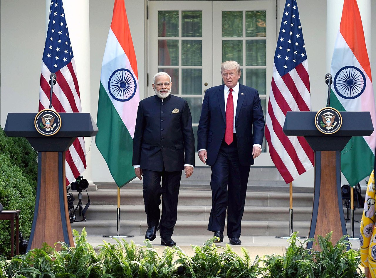 The Prime Minister Narendra Modi and the President Donald Trump at the Joint Press Statement, at White House, in Washington DC, USA on June 26, 2017.  © Wikipedia Commons