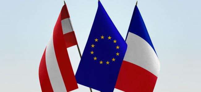 France, Austria Flags, European Union