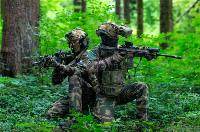 French soldiers during an exercise in the forest