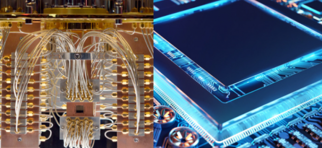 Left : IBM Q System Computer -- Right: GPU Card