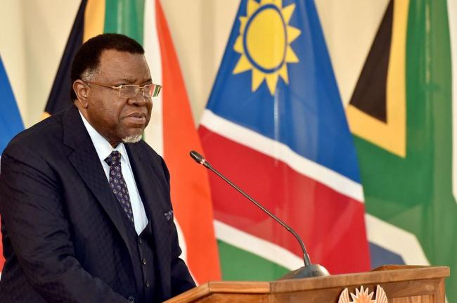 Namibian President Hage Geingob addressing the South African bi-national commission.