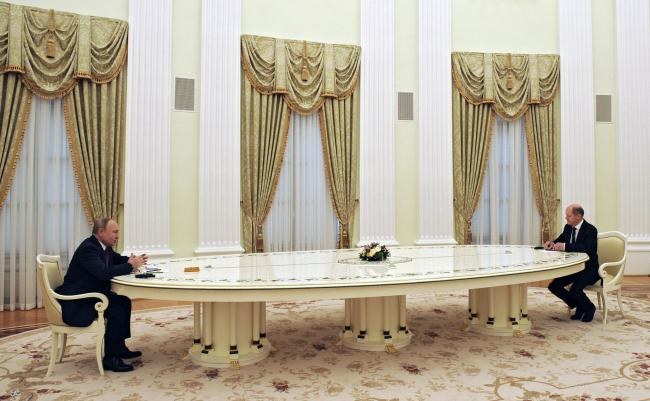 German Chancellor Olaf Scholz meets Vladimir Putin, Moscow, February 15, 2022
